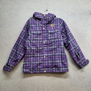 The North Face Women Jacket Medium Purple Madras Plaid Ricas Hyvent Insulated